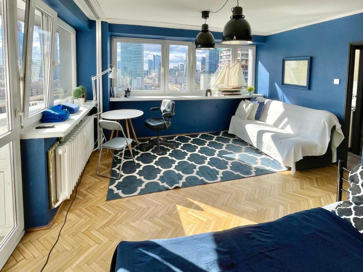 Super Apartament Blue Scisle Centrum Dwie Linie Metra Netflix Wifi 300 Mbs Panorama Miasta Varsovia Exterior foto